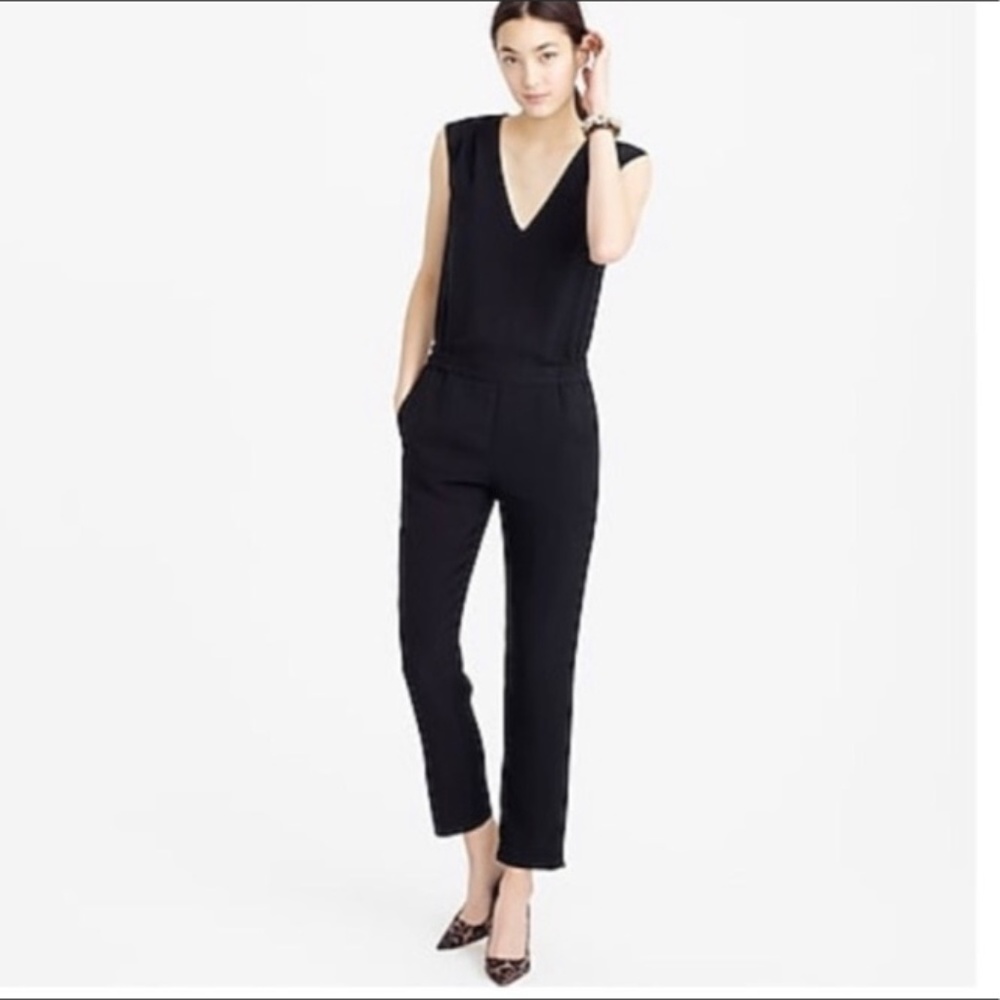 J. Crew Drapey oxford crepe V-neck jumpsuit